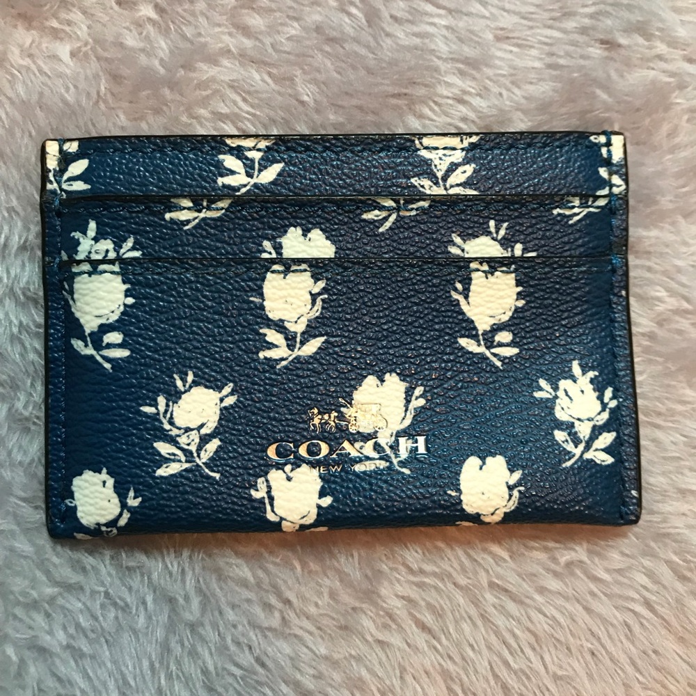NWOT coach card holder with flower print